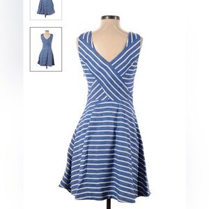 Vineyard Vines Linen Blue White Stripe Midi Dress 6